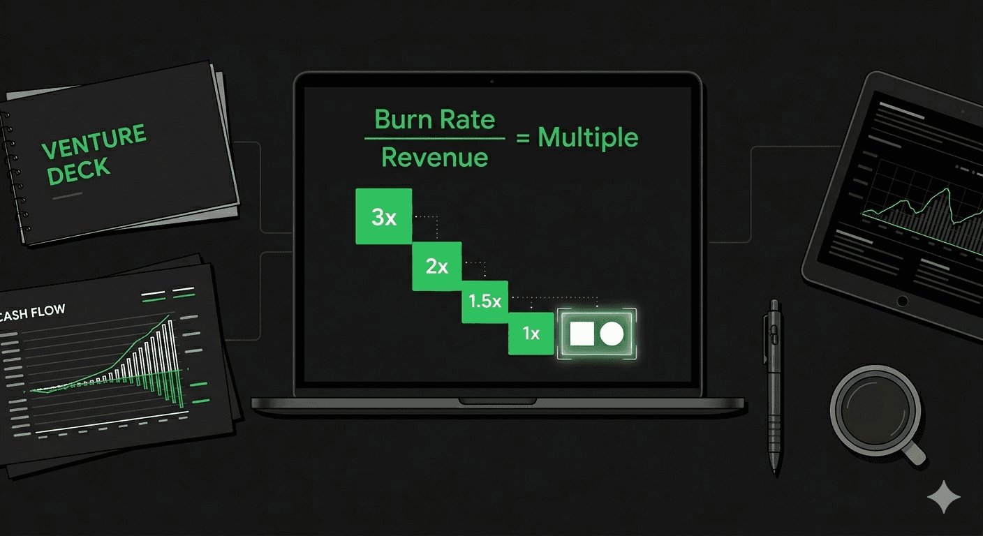 SaaS founder reviewing burn multiple calculation against Series A benchmarks