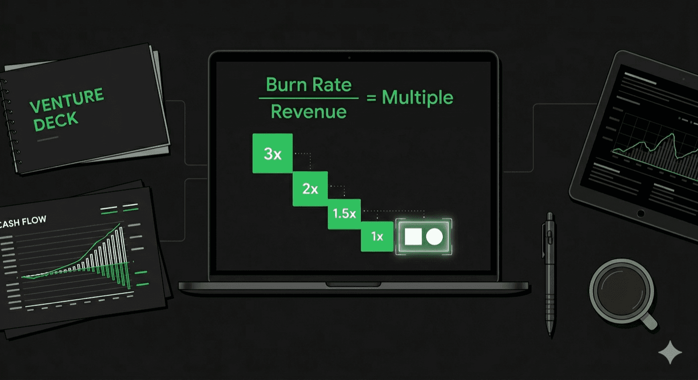 SaaS founder reviewing burn multiple calculation against Series A benchmarks