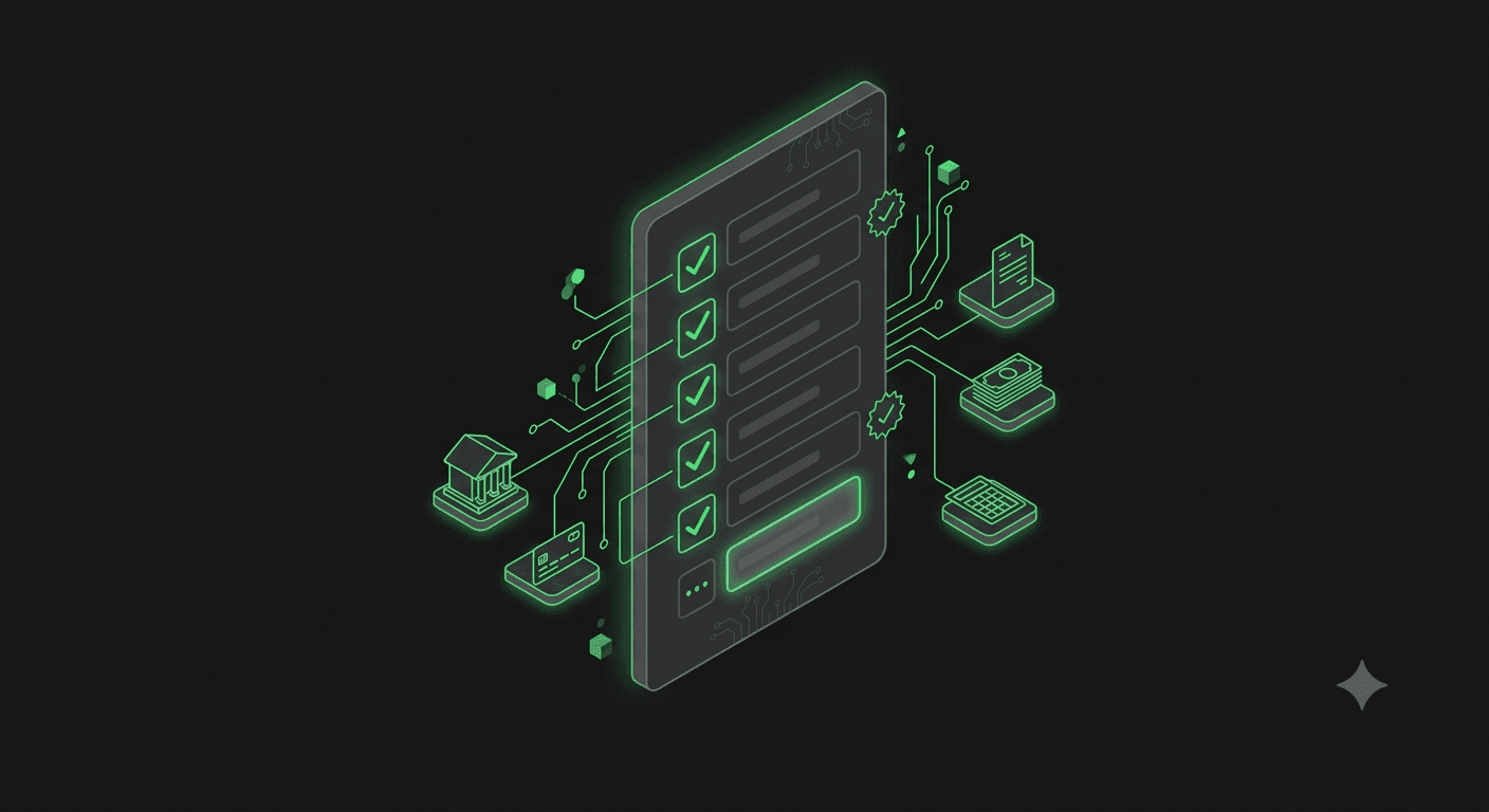Startup founder reviewing a completed month-end close dashboard with reconciled accounts marked in green