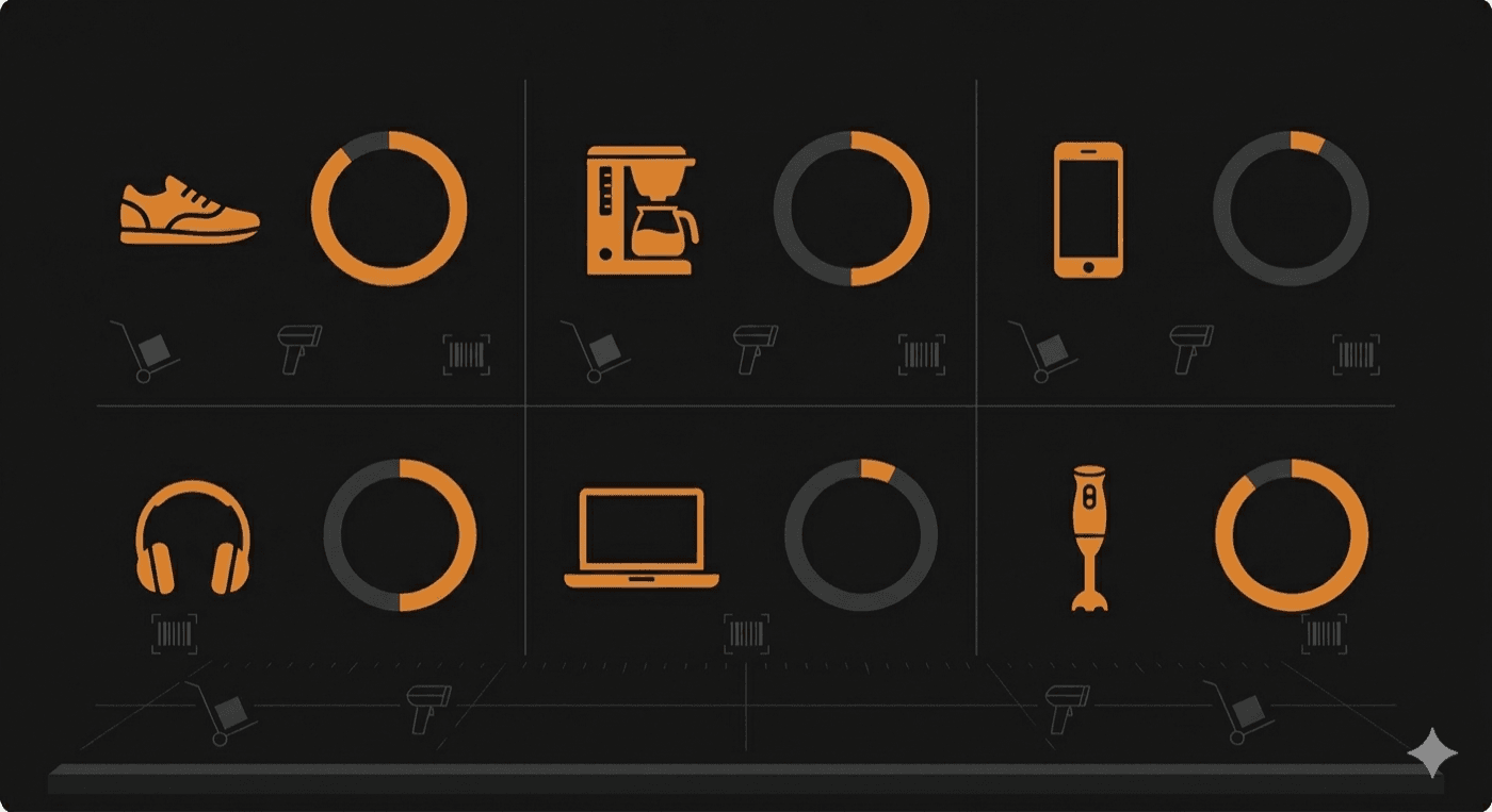 Dashboard showing per-SKU profitability breakdown with margin percentages and cost layers