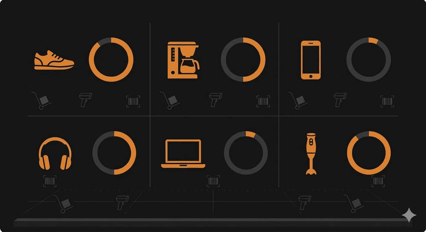 Dashboard showing per-SKU profitability breakdown with margin percentages and cost layers