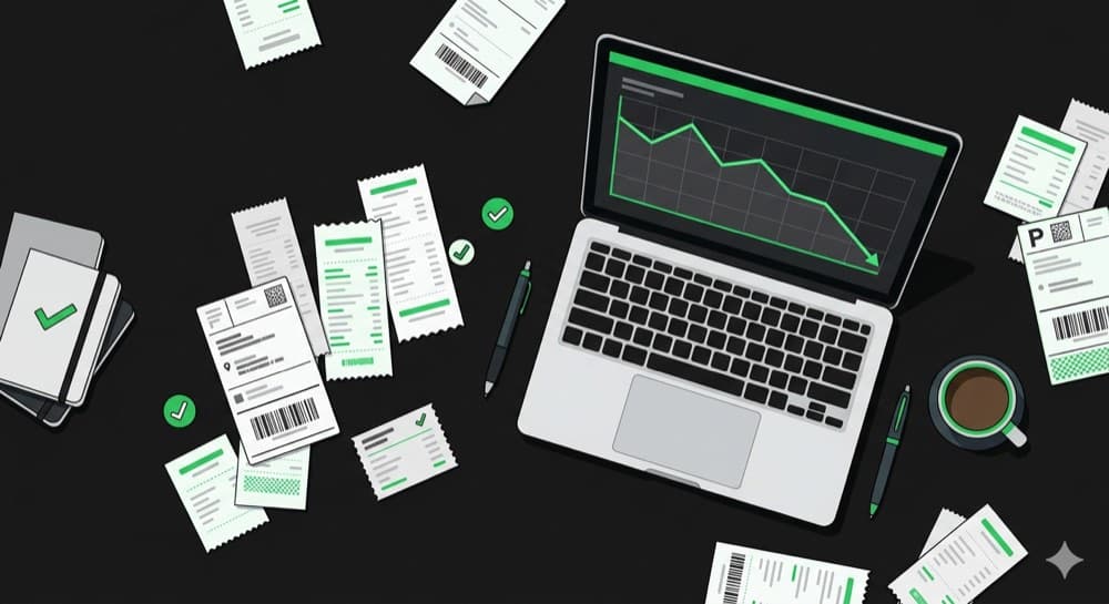 Ecommerce operator reviewing financial data on a laptop with charts showing margin trends over time