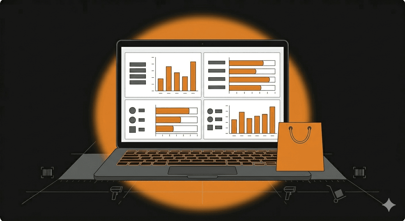 Clean Shopify bookkeeping dashboard showing organized transaction categories and profit tracking