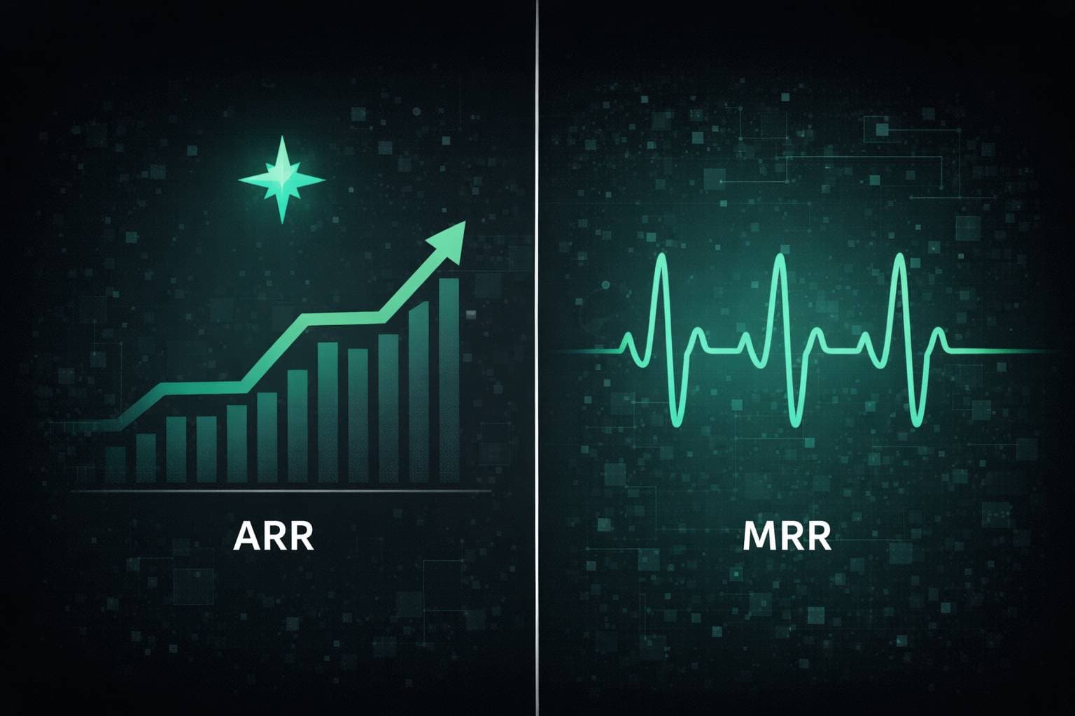 ARR and MRR dashboard showing annual recurring revenue and monthly recurring revenue metrics for SaaS financial tracking