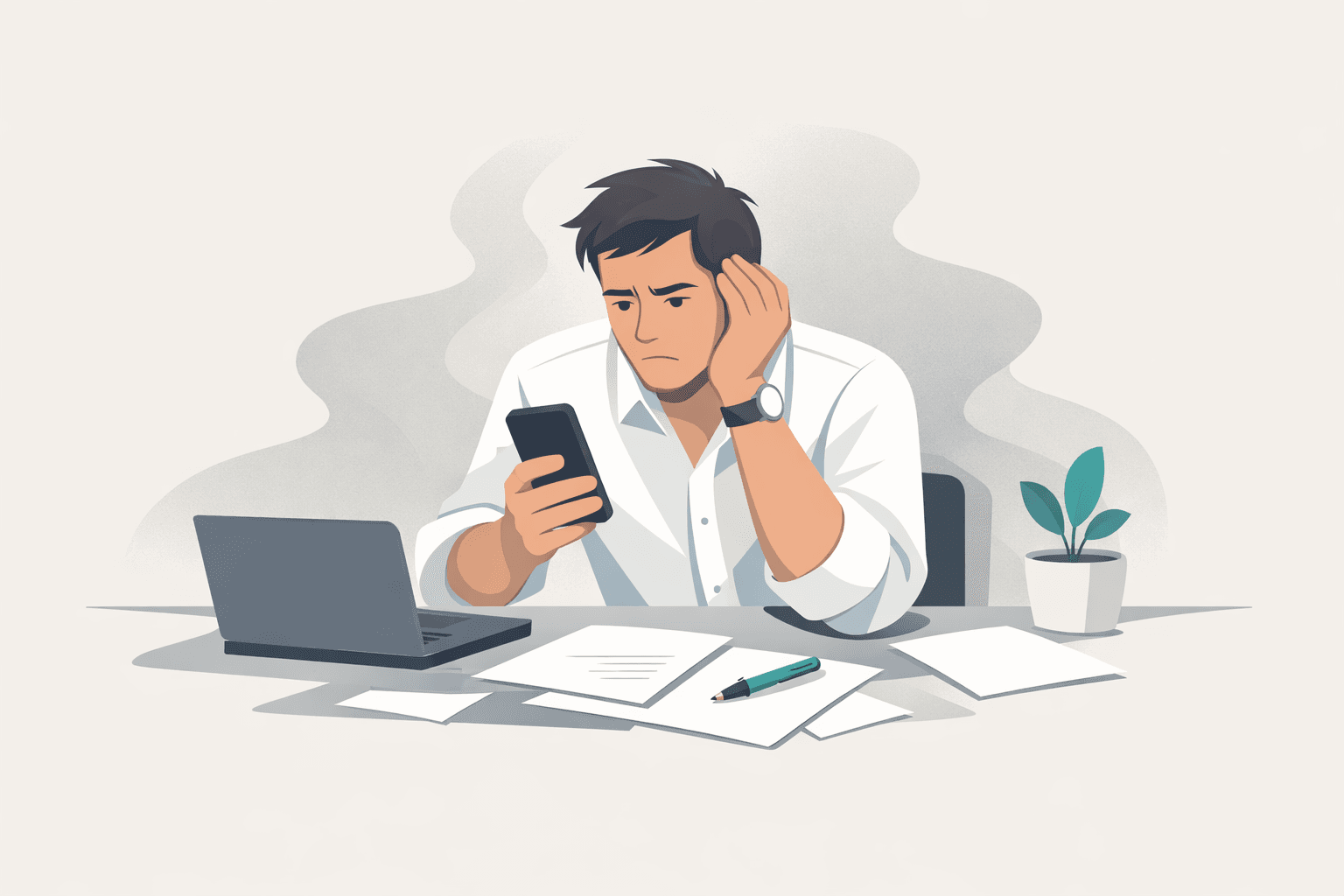 Founder experiencing financial anxiety avoiding opening financial reports